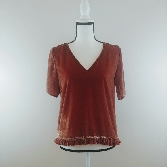 Madewell Tops - NWT Madewell Velvet Tulip Sleeve Ruffle Top